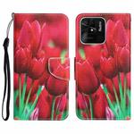 For Xiaomi Redmi 10C Colored Drawing Leather Phone Case(Tulips)