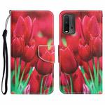 For Xiaomi Redmi 9T Colored Drawing Leather Phone Case(Tulips)