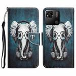 For Xiaomi Redmi 9C / 10A Colored Drawing Leather Phone Case(Earphone Elephant)