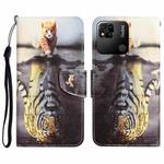 For Xiaomi Redmi 9C / 10A Colored Drawing Leather Phone Case(Tiger)
