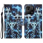 For Xiaomi Redmi 9C / 10A Colored Drawing Leather Phone Case(Giraffes)