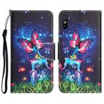 For Xiaomi Redmi 9A Colored Drawing Leather Phone Case(Bottle Butterfly)