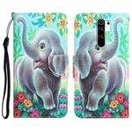 For Xiaomi Redmi 9 Colored Drawing Leather Phone Case(Elephant)