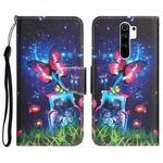 For Xiaomi Redmi 9 Colored Drawing Leather Phone Case(Bottle Butterfly)