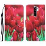 For Xiaomi Redmi 9 Colored Drawing Leather Phone Case(Tulips)