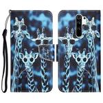 For Xiaomi Redmi 9 Colored Drawing Leather Phone Case(Giraffes)