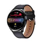 GW69 Smart Watch, Support BT Call / Heart Rate / Blood Pressure / Blood Oxygen(Black + Leather Strap Black)