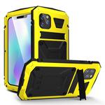 For iPhone 11 Pro Max Shockproof Waterproof Dust-proof Metal + Silicone Protective Case with Holder(Yellow)