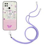 For Xiaomi Redmi 10C Bronzing Butterfly Flower TPU Phone Case with Lanyard(Cherry Blossoms)