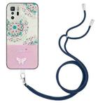 For Xiaomi Poco X3 GT Bronzing Butterfly Flower TPU Phone Case with Lanyard(Peacock Flower)