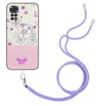 For Xiaomi Redmi Note 11T / Poco M4 Pro 5G Bronzing Butterfly Flower TPU Phone Case with Lanyard(Cherry Blossoms)