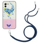 For Xiaomi Mi 11 Lite Bronzing Butterfly Flower TPU Phone Case with Lanyard(Hydrangea)