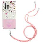 For Xiaomi Mi 11T / 11T Pro Bronzing Butterfly Flower TPU Phone Case with Lanyard(Peach Blossoms)