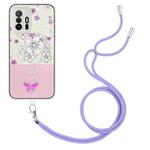 For Xiaomi Mi 11T / 11T Pro Bronzing Butterfly Flower TPU Phone Case with Lanyard(Cherry Blossoms)