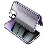 For iPhone 14 Pro Max Anti-peeping Magnetic Tempered Glass Phone Case (Purple)