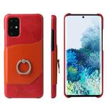 For Galaxy S20+ Fierre Shann Oil Wax Texture Genuine Leather Back Cover Case with 360 Degree Rotation Holder & Card Slot(Red)