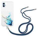 For Nothing Phone 1 Hollow Marble Pattern TPU Phone Case with Strap(Blue)