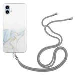 For Nothing Phone 1 Hollow Marble Pattern TPU Phone Case with Strap(Grey)