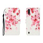 For Galaxy A01 3D Colored Drawing Horizontal Flip Leather Case with Holder & Card Slot & Wallet(Red Flower)