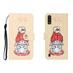 For Galaxy A01 3D Colored Drawing Horizontal Flip Leather Case with Holder & Card Slot & Wallet(White Rabbit)