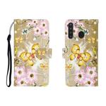 For Galaxy A21 3D Colored Drawing Horizontal Flip Leather Case with Holder & Card Slot & Wallet(Golden Butterfly)