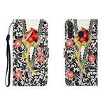 For Galaxy A21 3D Colored Drawing Horizontal Flip Leather Case with Holder & Card Slot & Wallet(Screw Rose Flower)