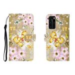 For Huawei P40 3D Colored Drawing Horizontal Flip Leather Case with Holder & Card Slot & Wallet(Golden Butterfly)