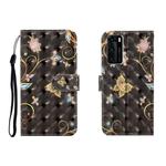 For Huawei P40 3D Colored Drawing Horizontal Flip Leather Case with Holder & Card Slot & Wallet(Black Butterfly)
