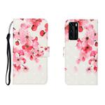 For Huawei P40 3D Colored Drawing Horizontal Flip Leather Case with Holder & Card Slot & Wallet(Red Flower)
