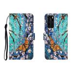 For Huawei P40 3D Colored Drawing Horizontal Flip Leather Case with Holder & Card Slot & Wallet(Purple Butterfly)