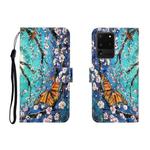 For Galaxy S20 Ultra 3D Colored Drawing Horizontal Flip Leather Case with Holder & Card Slot & Wallet(Purple Butterfly)
