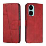 For Tecno Camon 19 Pro 5G Stitching Calf Texture Buckle Leather Phone Case(Red)