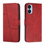 For Tecno Spark 9T Stitching Calf Texture Buckle Leather Phone Case(Red)