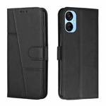 For Tecno Spark 9T Stitching Calf Texture Buckle Leather Phone Case(Black)