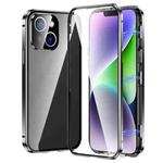 For iPhone 14 Plus Magnetic Double-buckle HD Tempered Glass Phone Case (Black)