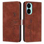 For Tecno Camon 19 Skin Feel Heart Pattern Leather Phone Case(Brown)