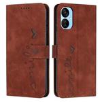 For Tecno Spark 9T Skin Feel Heart Pattern Leather Phone Case(Brown)