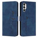 For Tecno Pova 3 Skin Feel Heart Pattern Leather Phone Case(Blue)