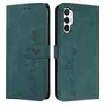 For Tecno Pova 3 Skin Feel Heart Pattern Leather Phone Case(Green)
