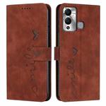For Infinix Hot 12 Play Skin Feel Heart Pattern Leather Phone Case(Brown)