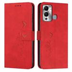 For Infinix Hot 12 Play Skin Feel Heart Pattern Leather Phone Case(Red)