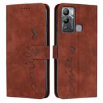 For Infinix Hot 12i Skin Feel Heart Pattern Leather Phone Case(Brown)
