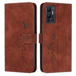 For Infinix Hot 12 Skin Feel Heart Pattern Leather Phone Case(Brown)