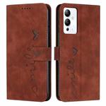 For Infinix Note 12i Skin Feel Heart Pattern Leather Phone Case(Brown)