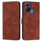 For Infinix Smart 6 Plus India Skin Feel Heart Pattern Leather Phone Case(Brown)