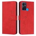 For Infinix Smart 6 Plus India Skin Feel Heart Pattern Leather Phone Case(Red)