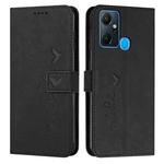 For Infinix Smart 6 Plus India Skin Feel Heart Pattern Leather Phone Case(Black)