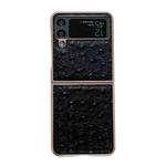 For Samsung Galaxy Z Flip4 5G Genuine Leather Ostrich Texture Nano Electroplating Phone Case(Black)