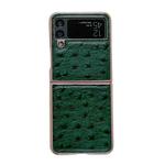 For Samsung Galaxy Z Flip4 5G Genuine Leather Ostrich Texture Nano Electroplating Phone Case(Green)