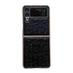 For Samsung Galaxy Z Flip3 5G Genuine Leather Ostrich Texture Nano Electroplating Phone Case(Black)